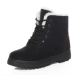 Women Winter Boots Fur Lined Low Heel Ankle Snow Shoes - Image 6