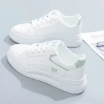Women Walking Sneakers PU Leather Lace Up Breathable Casual Shoes - Image 7