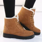 Women Winter Boots Fur Lined Low Heel Ankle Snow Shoes