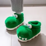 Men and Women Winter Fluffy Slippers Cute Cartoon Crocodile Soft Plush - Image 5