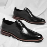 Men Oxford Shoes Casual Business Dress Flats Classic Leather Derby Shoes - Image 3