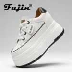 Women Genuine Leather Platform Sneakers 9cm Comfortable Vulcanized Casual Shoes - Image 2