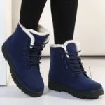 Women Winter Boots Fur Lined Low Heel Ankle Snow Shoes - Image 3