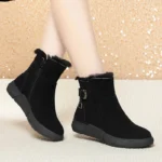Women Winter Suede Snow Boots Plush Collar Platform Cotton Shoes - Image 6