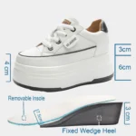 Women Genuine Leather Platform Sneakers 9cm Comfortable Vulcanized Casual Shoes - Image 3