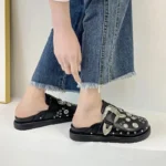 Women Platform Slippers Punk Rivet Leather Mules Casual Summer Slides - Image 4