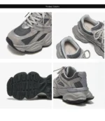 Women Chunky Sneakers Mesh Mixed Lace Up Thick Sole Sports Shoes - Image 4