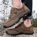 Men Leather Casual Sneakers Comfortable Vulcanized Walking Trekking Shoes - Image 4