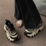 Women White Chunky Sneakers 8CM Height Increasing Thick Platform Shoes - Image 6