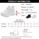 Women White Platform Sneakers Lace Up Thick Sole Breathable Sports Shoes - Image 7