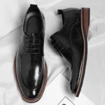 Men Oxford Shoes Casual Business Dress Flats Classic Leather Derby Shoes - Image 2