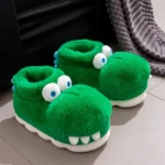 Men and Women Winter Fluffy Slippers Cute Cartoon Crocodile Soft Plush
