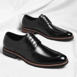 Men Solid Color Oxford Shoes Comfortable Business Casual Dress Derby Shoes - Image 7