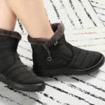 Women Winter Cotton Boots Solid Color Warm Mid Calf Shoes - Image 3