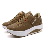 Women Casual Sports Sneakers Breathable Wedge Heel Thick Sole Shoes - Image 5