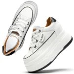 Women Genuine Leather Platform Sneakers 9cm Comfortable Vulcanized Casual Shoes - Image 6