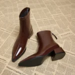 Women Vintage Ankle Boots Low Heel Short Spring Autumn Shoes - Image 2