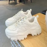 Women Summer Platform Sport Sneakers Mesh Leather Chunky Casual Shoes