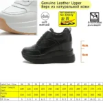 Women Genuine Leather Platform Wedge Sneakers 10cm Chunky Walking Shoes - Image 4
