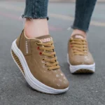 Women Casual Sports Sneakers Breathable Wedge Heel Thick Sole Shoes - Image 2