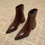 Women Vintage Ankle Boots Low Heel Short Spring Autumn Shoes
