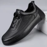 Men Genuine Leather Casual Lace Up Sneakers Lightweight Walking Shoes - Image 7