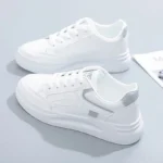 Women Walking Sneakers PU Leather Lace Up Breathable Casual Shoes