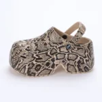 Women Leopard Platform Clogs Closed Toe Chunky Summer Wedge Sandals - Image 5
