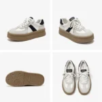 Women Fashion Sneakers Breathable Pigskin Mixed Color Lace Up Handmade - Image 7