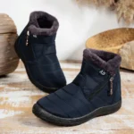 Women Winter Cotton Boots Solid Color Warm Mid Calf Shoes