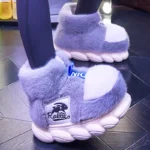 Men and Women Winter Slippers Plush Lined Platform High Top Shoes