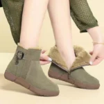 Women Winter Suede Snow Boots Plush Collar Platform Cotton Shoes - Image 2