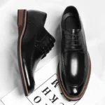 Men Solid Color Oxford Shoes Comfortable Business Casual Dress Derby Shoes - Image 5