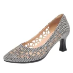 Women Summer Pointed Toe High Heels Breathable Mesh Versatile Shoes - Image 6