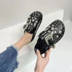 Women Platform Slippers Punk Rivet Leather Mules Casual Summer Slides - Image 3