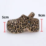 Women Leopard Platform Clogs Closed Toe Chunky Summer Wedge Sandals - Image 7