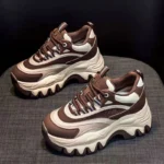 Women White Chunky Sneakers 8CM Height Increasing Thick Platform Shoes