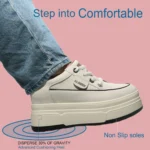 Women Genuine Leather Platform Sneakers 9cm Comfortable Vulcanized Casual Shoes - Image 4