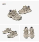 Women Chunky Sneakers Mesh Mixed Lace Up Thick Sole Sports Shoes - Image 6