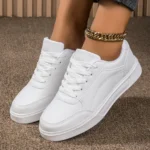 Women Leather Platform Sneakers Casual Comfort Non-Slip Skateboarding Shoes - Image 6
