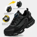 Men Safety Shoes Rotating Button Steel Toe Anti Smash Work Boots - Image 4