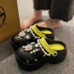 Women Chunky Platform Sandals Pearl Chain Thick Sole Summer Shoes - Image 6