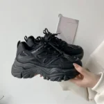 Women Fashion Platform Sneakers Casual Mesh Leather Chunky Sports Shoes - Image 5