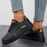 Women Leather Platform Sneakers Casual Comfort Non-Slip Skateboarding Shoes - Image 5