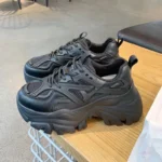 Women Summer Platform Sport Sneakers Mesh Leather Chunky Casual Shoes - Image 4