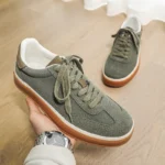Men Leather Casual Sneakers Handmade Soft Walking Skateboard Shoes - Image 2