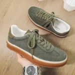 Men Leather Casual Sneakers Handmade Soft Walking Skateboard Shoes - Image 3