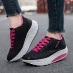 Women Casual Sports Sneakers Breathable Wedge Heel Thick Sole Shoes - Image 4