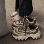 Women White Chunky Sneakers 8CM Height Increasing Thick Platform Shoes - Image 5