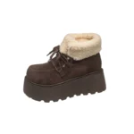 Women Winter Chunky Platform Snow Boots Fur Thick Sole Short Booties - Image 7